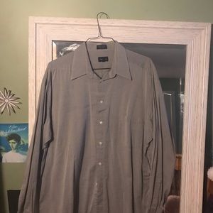 Brand new light gray button up dress up shirt